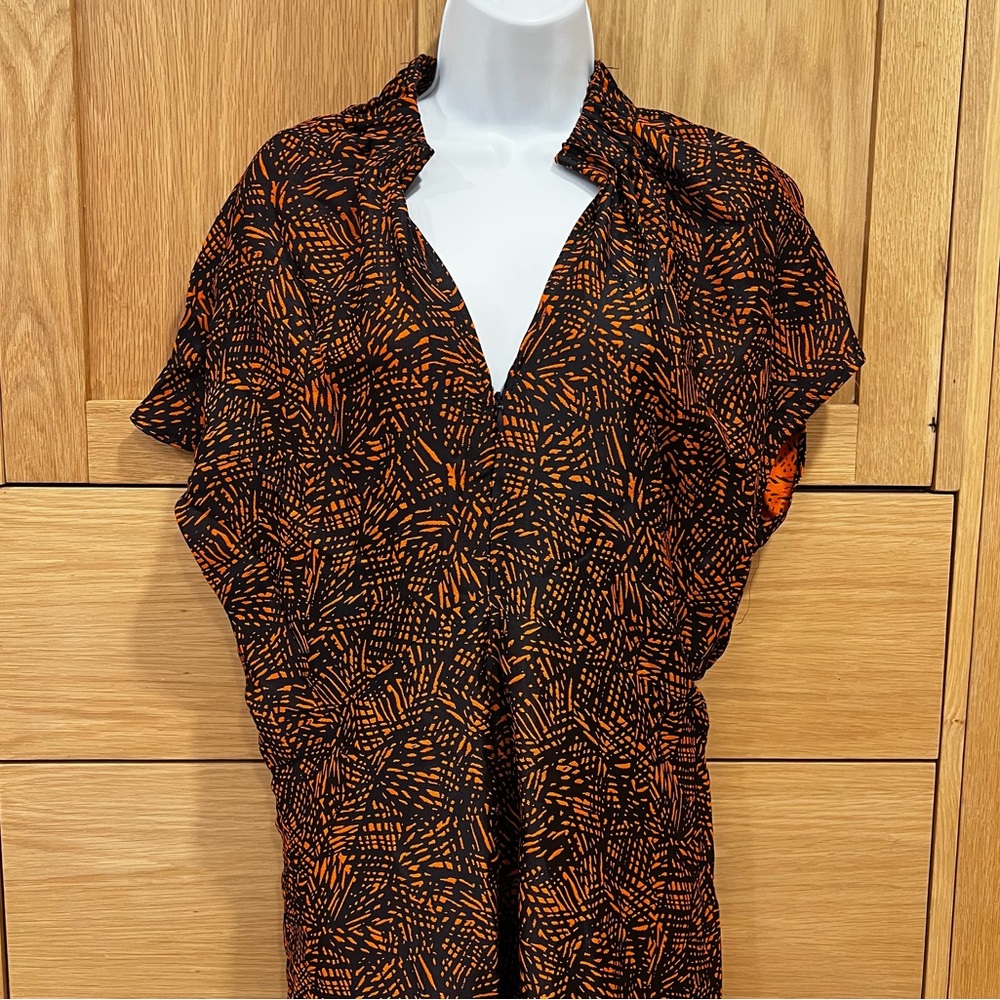 Maria Cornejo Abstract Print Dress Dark Blue Orange Size 10 Contemporary Artsy - Picture 2 of 6